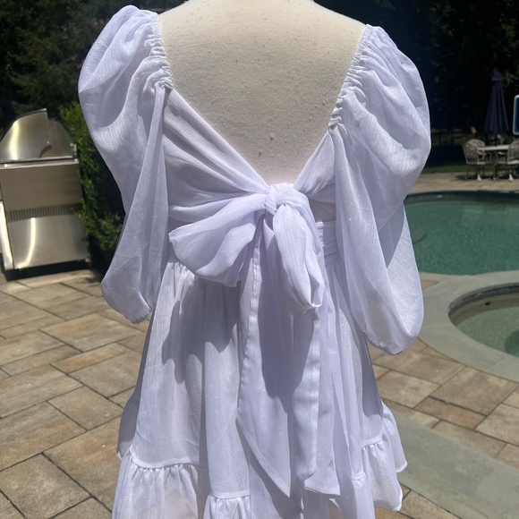 Lucy in the Sky White Women's NEIA Ruffle Chiffon White Dress Size M - Picture 5 of 13